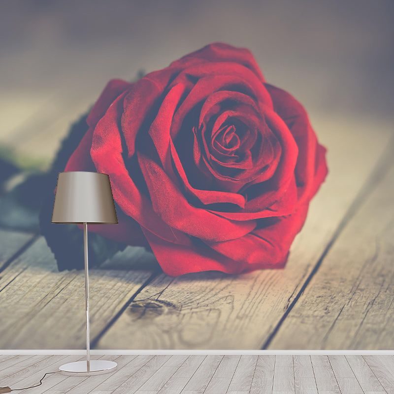 Contemporary Rose Wall Mural Mildew Resistant Soft Color Wall Art for Living Room