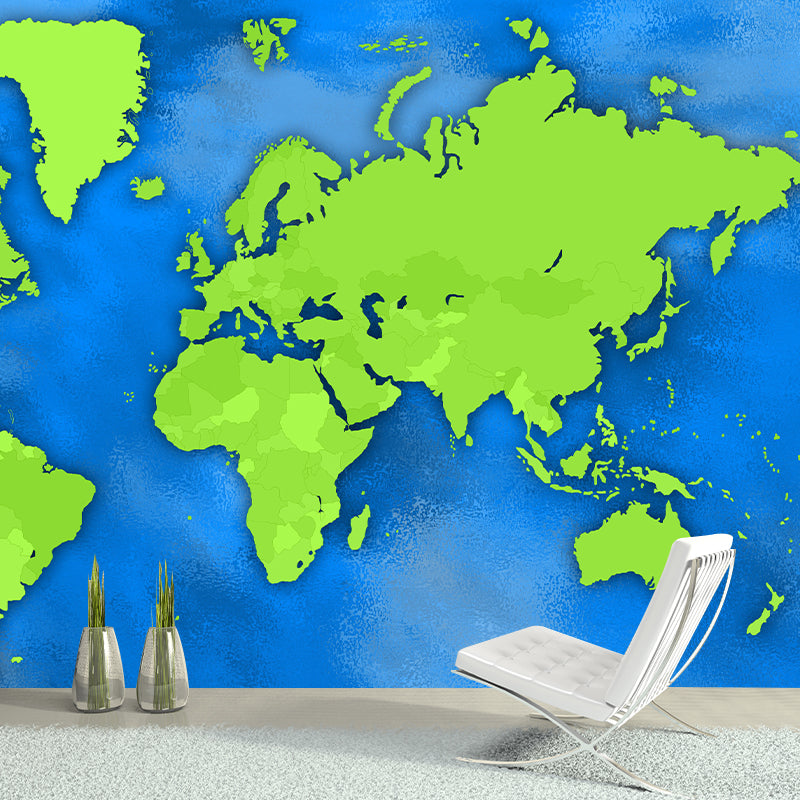 Contemporary World Map Mural Wallpaper Full Size Home Decor Cafe Design Living Room