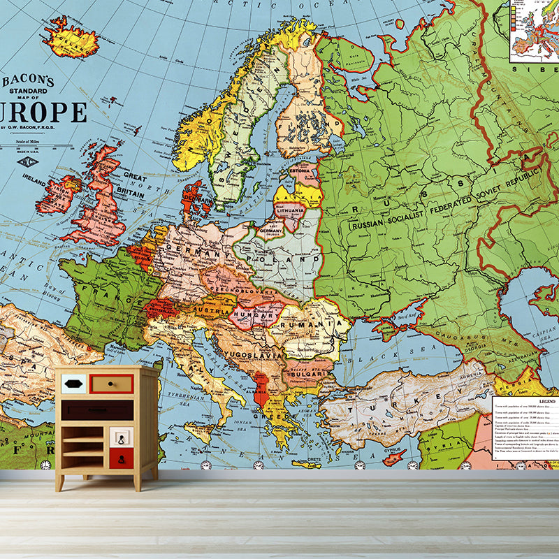 Contemporary World Map Mural Wallpaper Full Size Home Decor Cafe Design Living Room