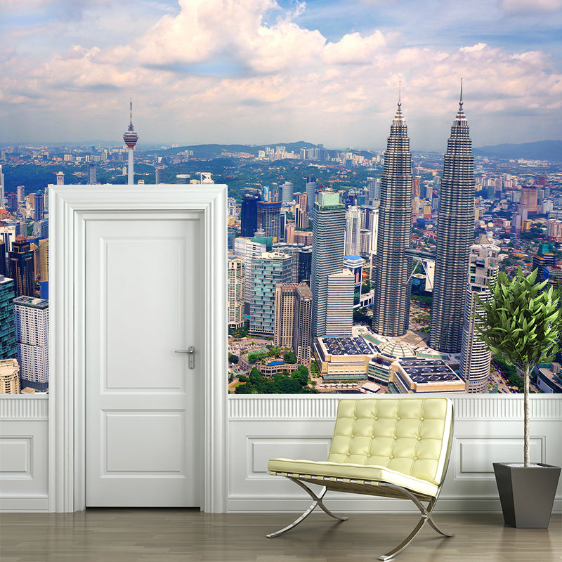Modern Whole City Landscape Wall Mural for Office Room Personalized Size Wall Decor