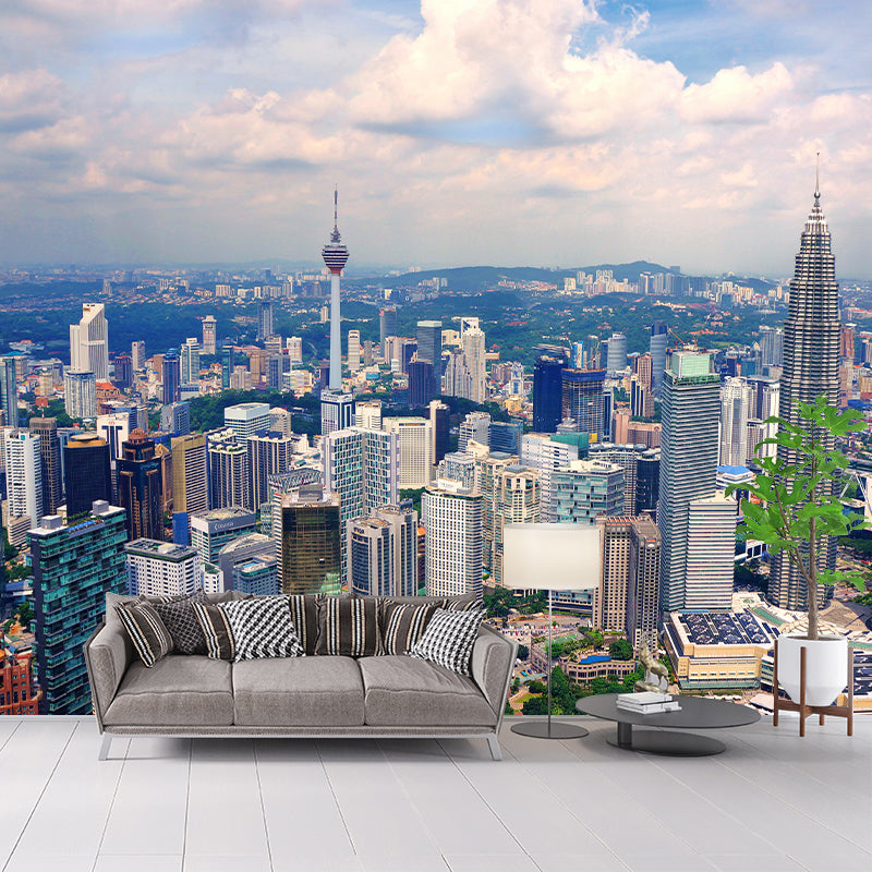 Modern Whole City Landscape Wall Mural for Office Room Personalized Size Wall Decor