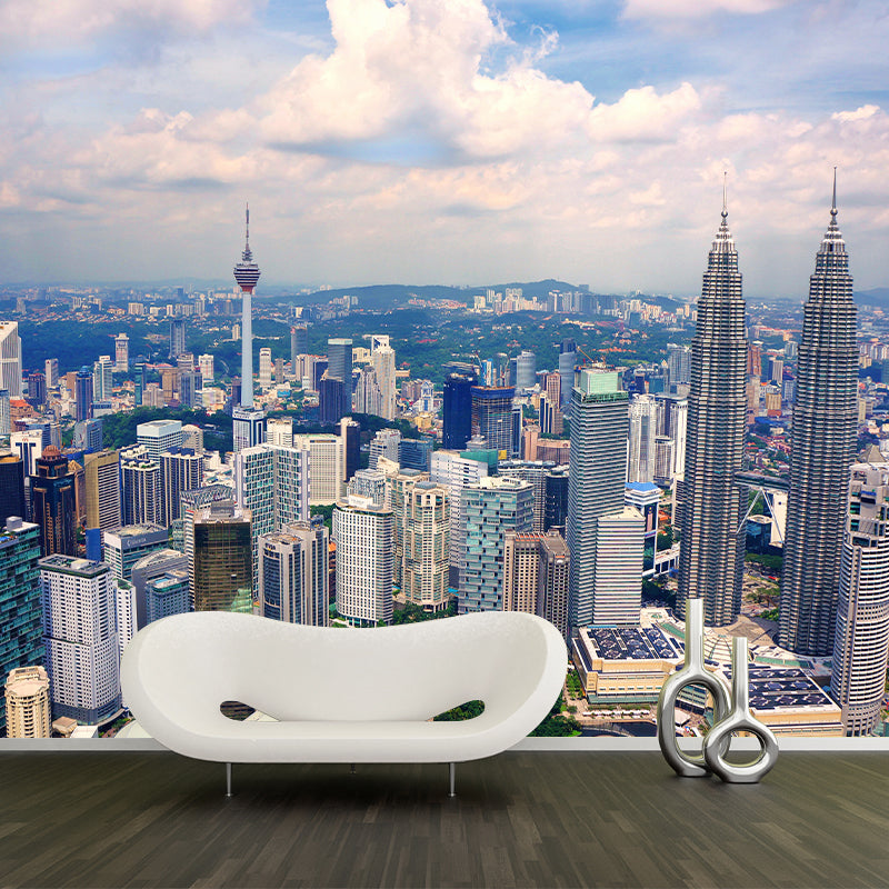 Modern Whole City Landscape Wall Mural for Office Room Personalized Size Wall Decor