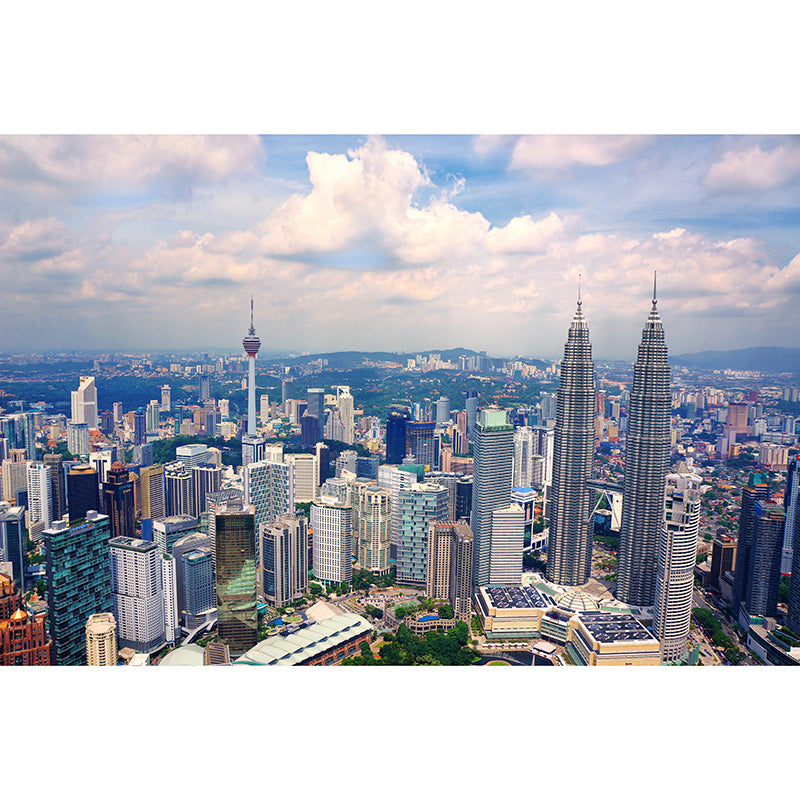 Modern Whole City Landscape Wall Mural for Office Room Personalized Size Wall Decor