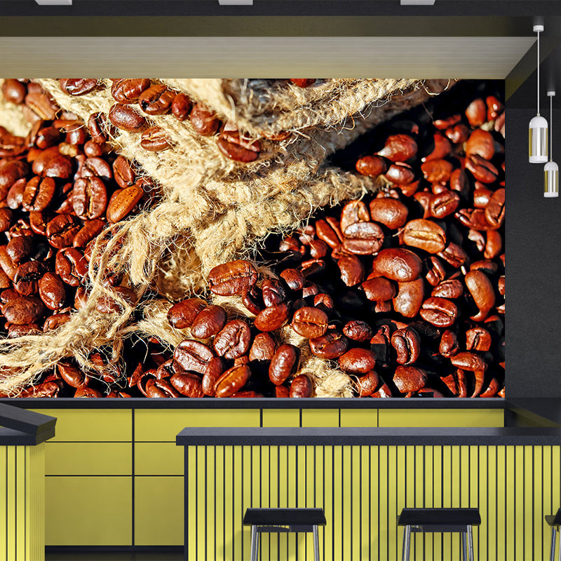 Commercial Use Photography Modern Mural Wallpaper with Coffee Bean Graphic for Coffee Bar