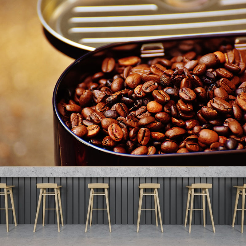 Commercial Use Photography Modern Mural Wallpaper with Coffee Bean Graphic for Coffee Bar