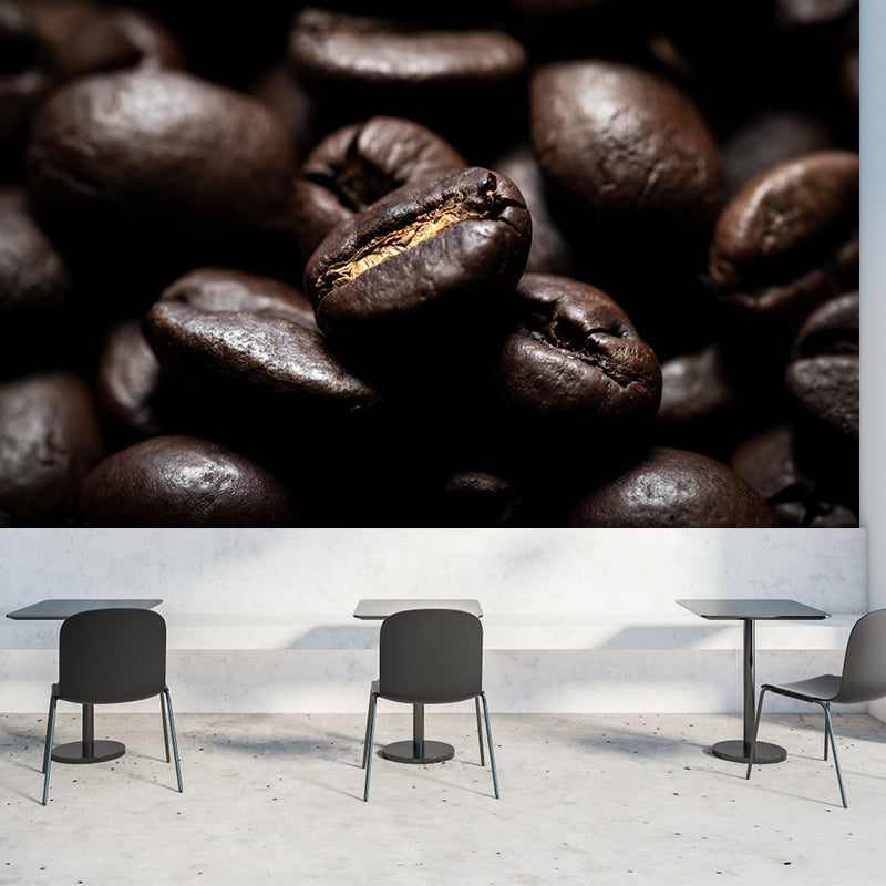 Commercial Use Photography Modern Mural Wallpaper with Coffee Bean Graphic for Coffee Bar
