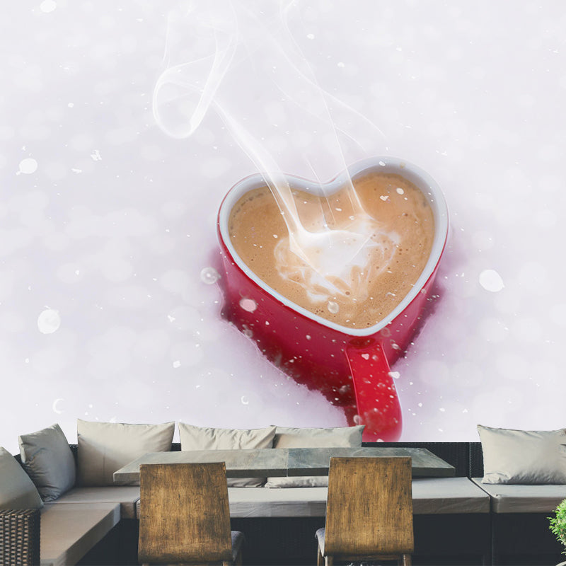 Commercial Use Photography Modern Mural Wallpaper with Coffee Graphic for Coffee Shop