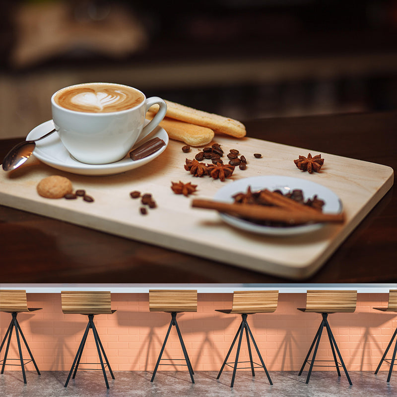 Commercial Use Photography Modern Mural Wallpaper with Coffee Graphic for Coffee Shop
