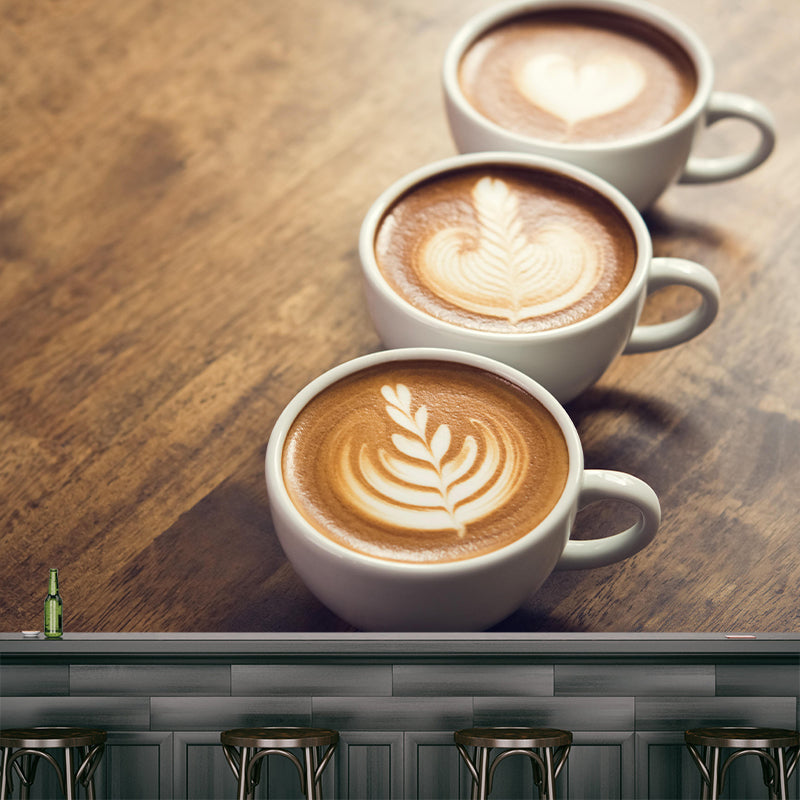 Commercial Use Photography Modern Mural Wallpaper with Coffee Graphic for Coffee Shop