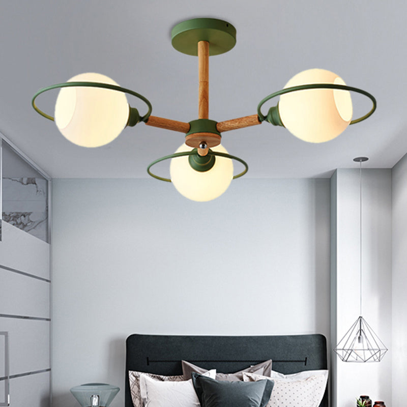 Simple Style Circle Hanging Pendant Fixture 3 Lights Iron Chandelier for Dining Room