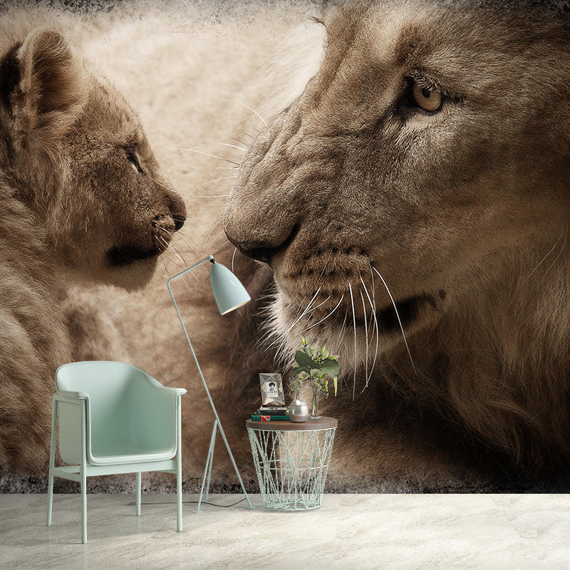 Contemporary Tropical Lion Mural Wall Decor Mildew Resistant Wall Art for Home Decor