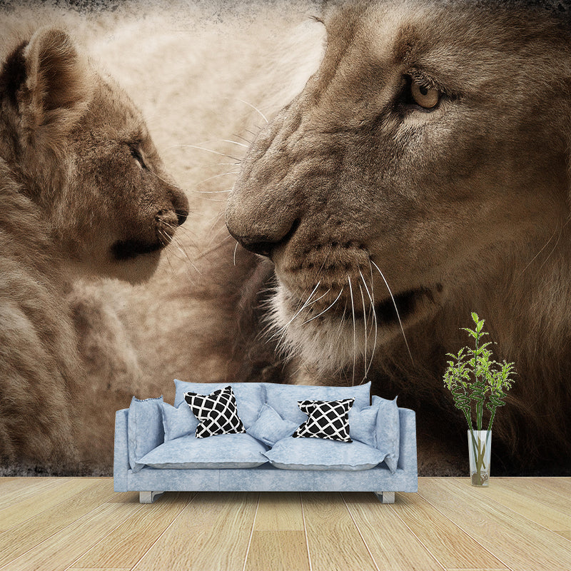 Contemporary Tropical Lion Mural Wall Decor Mildew Resistant Wall Art for Home Decor