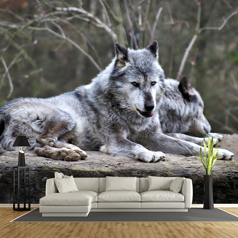 Ferocious Wolf Mural Wall Decor Mildew Resistant Living Room Wall Mural Wall Art