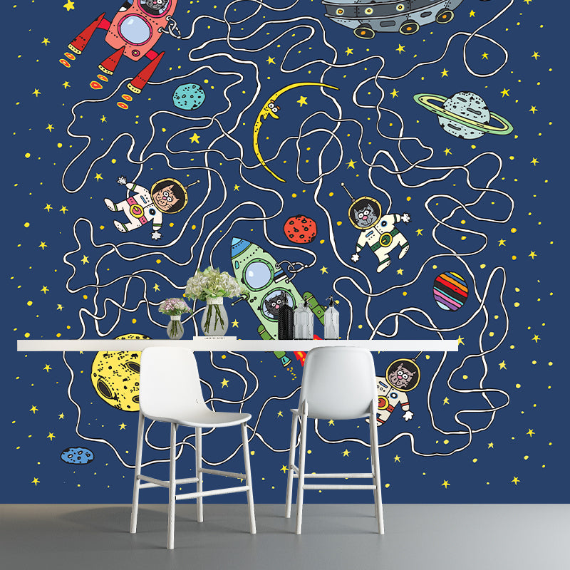 Planets Space Universe Wallpaper Mural Creative Outer Space Wall Covering for Kids Nursery Bedroom