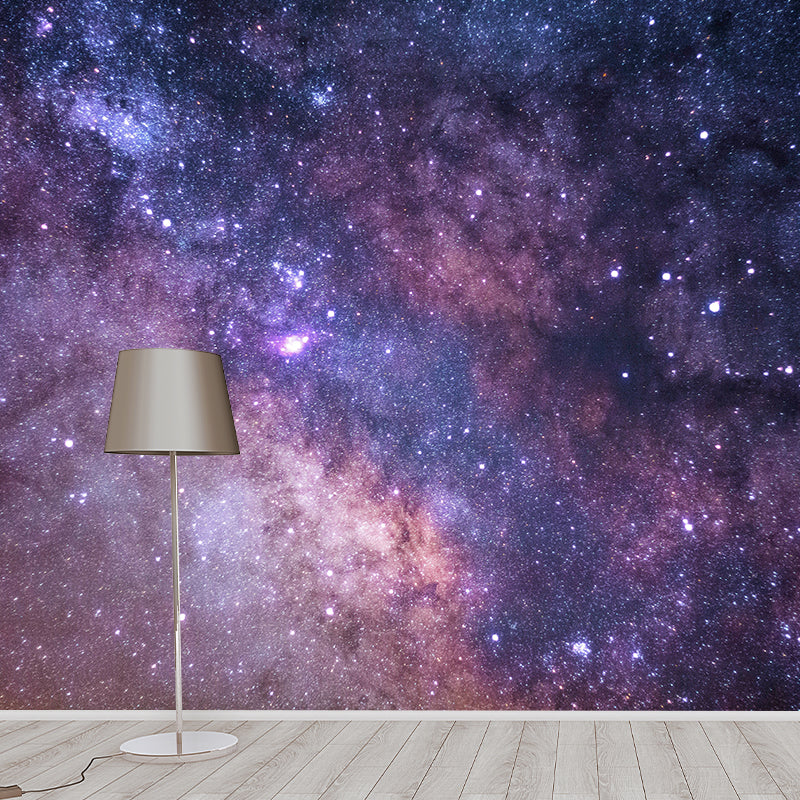 Dark Color Beautiful Scenery of The Starry Night Large Wall Mural Stain Resistant Wallpaper