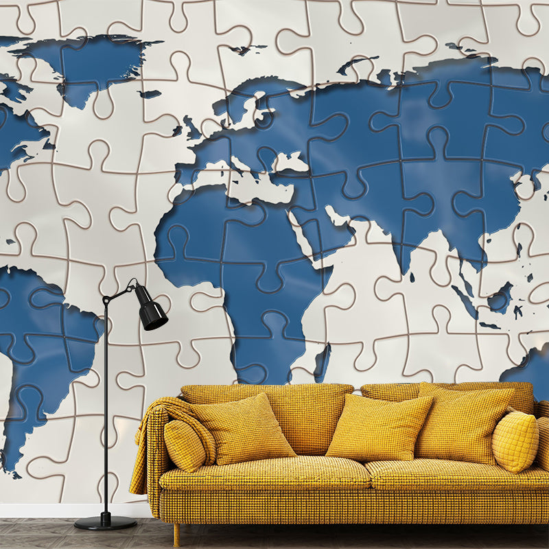 Whole Photography Contemporary Mural Home Decor for Living Room with World Map