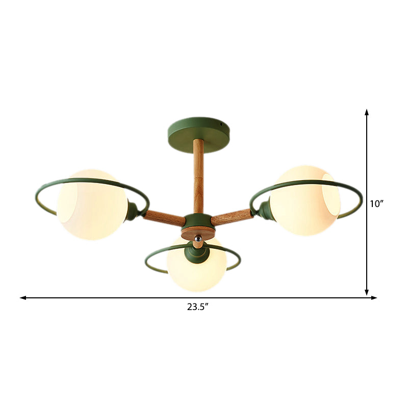 Simple Style Circle Hanging Pendant Fixture 3 Lights Iron Chandelier for Dining Room