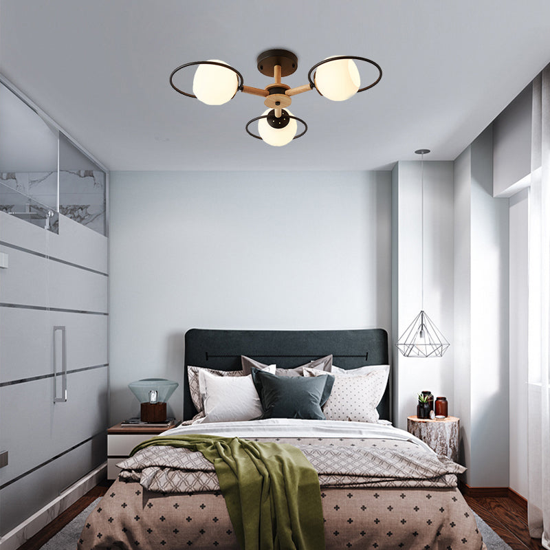 Simple Style Circle Hanging Pendant Fixture 3 Lights Iron Chandelier for Dining Room