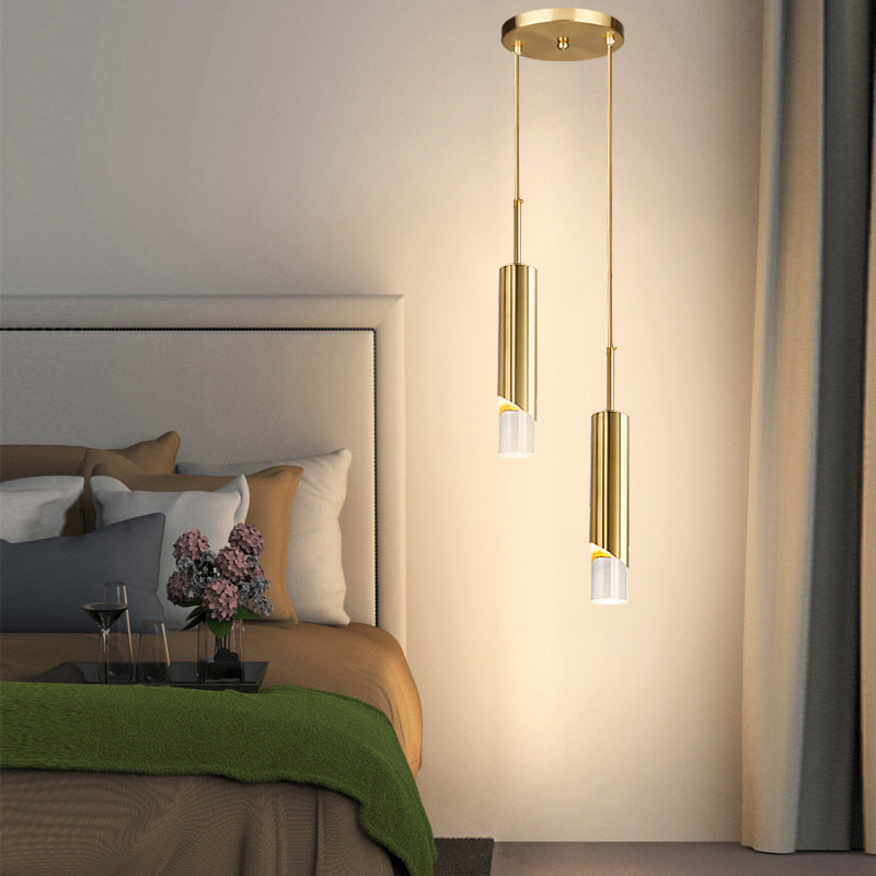 Acryl cilindrisch LED hanglamp in moderne creatieve stijl smeedijzeren hangende lamp voor slaapkamer