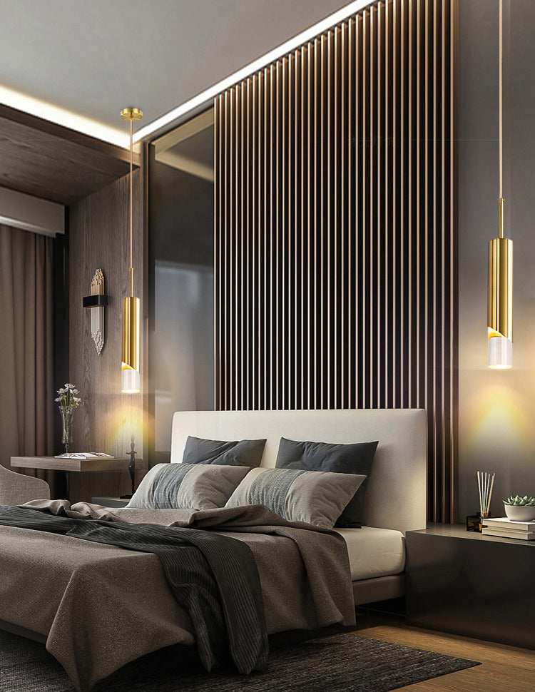 Acryl cilindrisch LED hanglamp in moderne creatieve stijl smeedijzeren hangende lamp voor slaapkamer