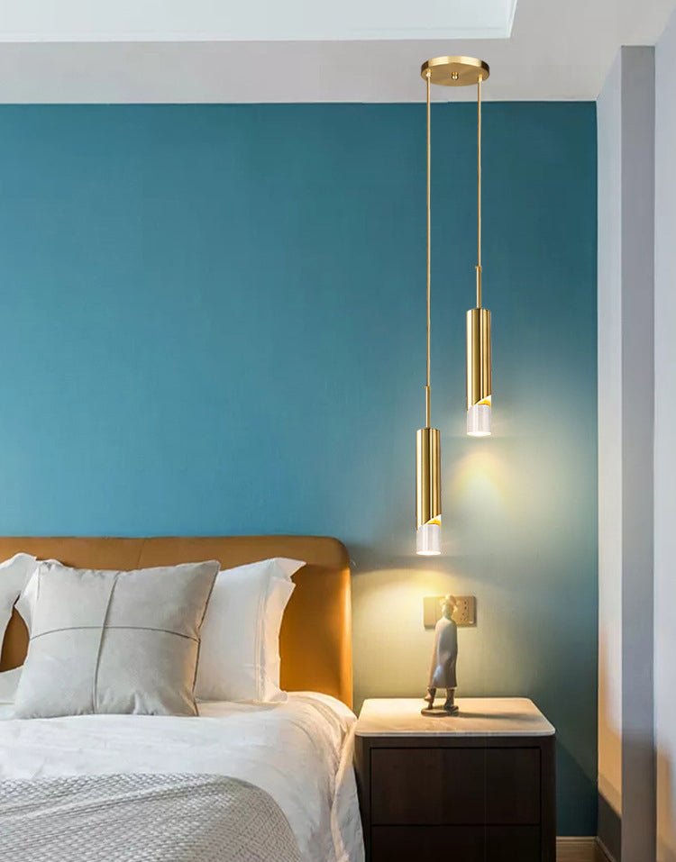 Acryl cilindrisch LED hanglamp in moderne creatieve stijl smeedijzeren hangende lamp voor slaapkamer