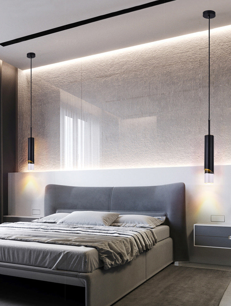 Acryl cilindrisch LED hanglamp in moderne creatieve stijl smeedijzeren hangende lamp voor slaapkamer