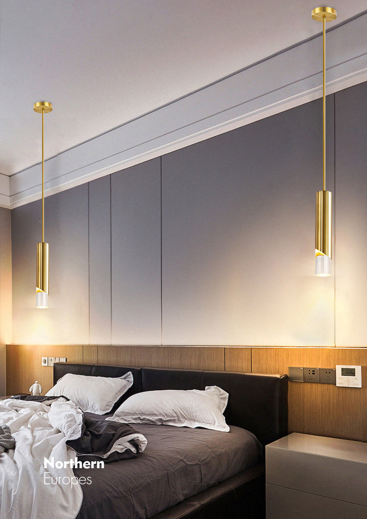Acryl cilindrisch LED hanglamp in moderne creatieve stijl smeedijzeren hangende lamp voor slaapkamer