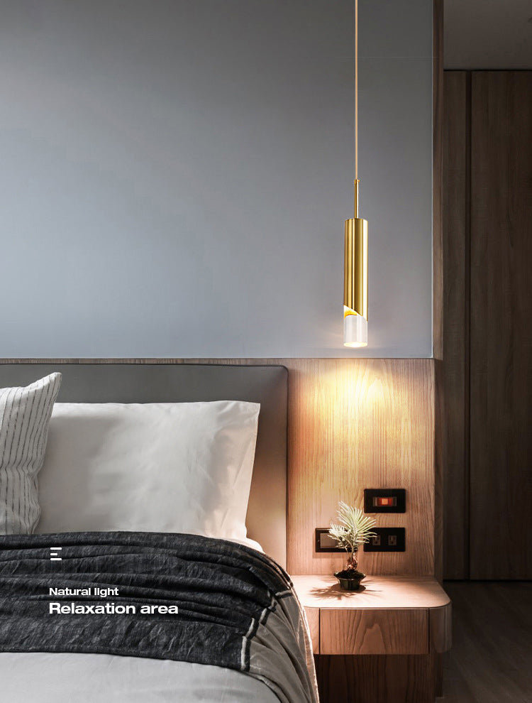 Acryl cilindrisch LED hanglamp in moderne creatieve stijl smeedijzeren hangende lamp voor slaapkamer