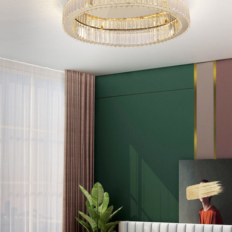 Gold Stainless-Acier LED Flush Mount in Modern Creative Style Crystal Ceiling Light for Bedroom