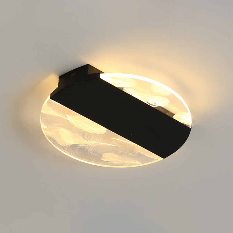 Lámpara de techo de plumas de hierro forjado con montaje empotrado LED geométrico creativo moderno con pantalla acrílica