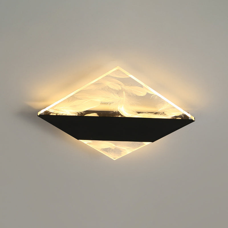 Lámpara de techo de plumas de hierro forjado con montaje empotrado LED geométrico creativo moderno con pantalla acrílica