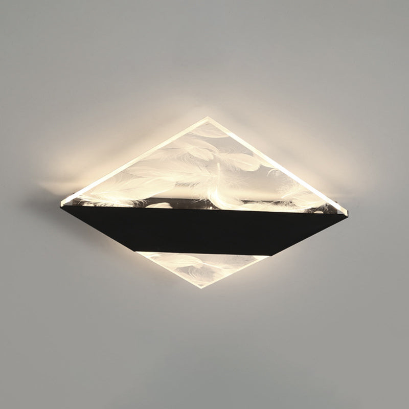 Lámpara de techo de plumas de hierro forjado con montaje empotrado LED geométrico creativo moderno con pantalla acrílica
