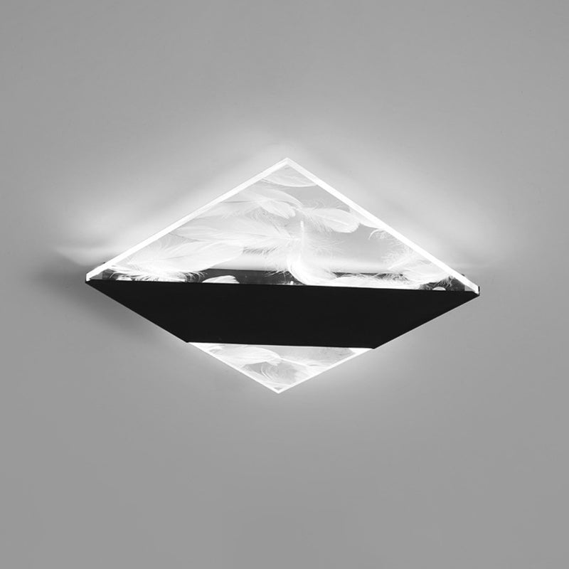 Lámpara de techo de plumas de hierro forjado con montaje empotrado LED geométrico creativo moderno con pantalla acrílica