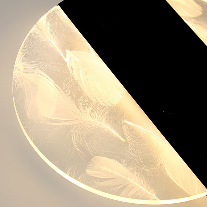 Lámpara de techo de plumas de hierro forjado con montaje empotrado LED geométrico creativo moderno con pantalla acrílica