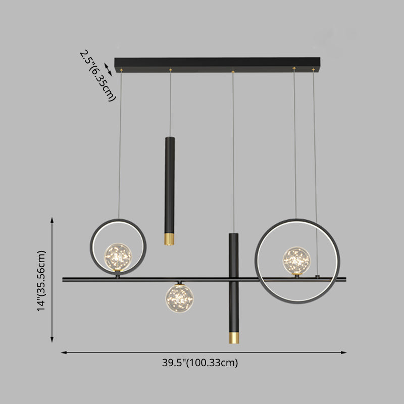 Silica Gel LED Island Light in Modern Creative Style Aluminium Linear Pendant Light for Dining Room