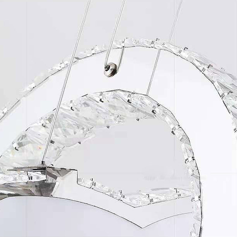 Luz de la isla LED de cristal plateado en moderna luz colgante de acero inoxidable de estilo de lujo para dormitorio