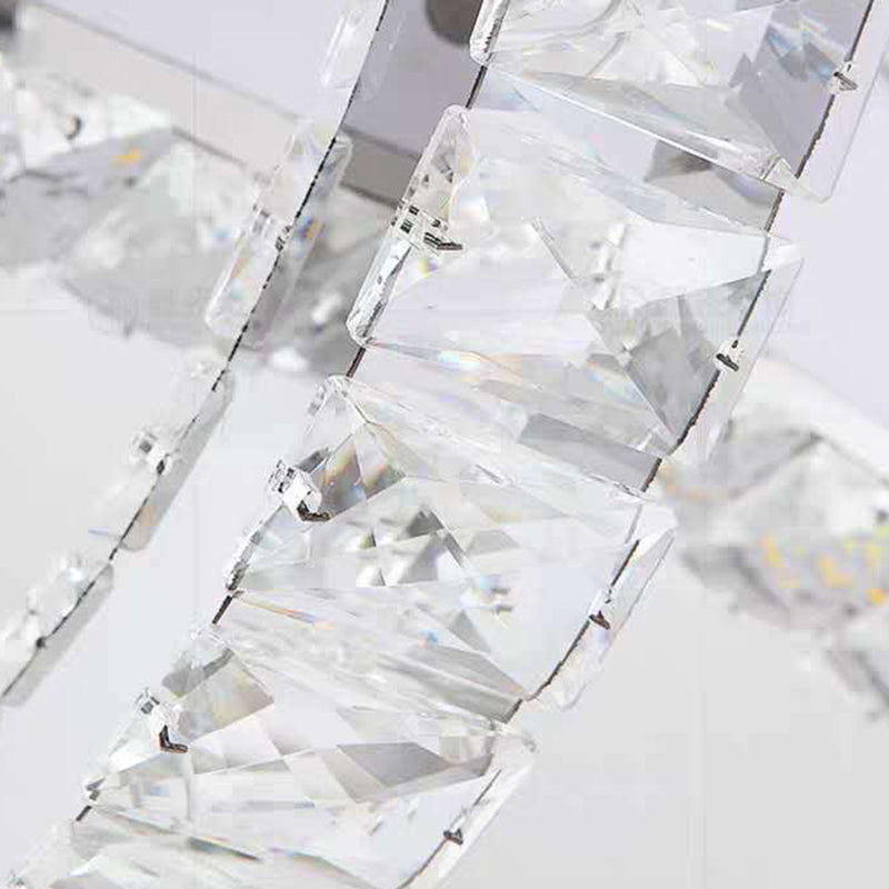 Luz de la isla LED de cristal plateado en moderna luz colgante de acero inoxidable de estilo de lujo para dormitorio