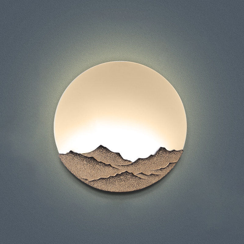 Round Disc Shade Wall Lighting Simple Style Metal 1 Light Sconce Light in Brass