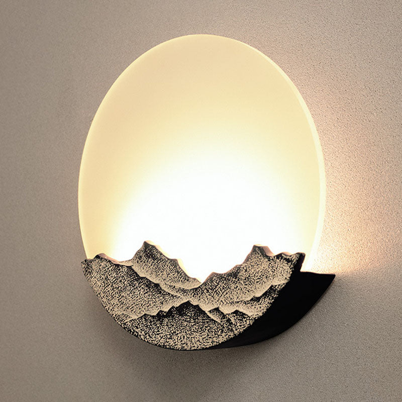 Round Disc Shade Wall Lighting Simple Style Metal 1 Light Sconce Light in Brass