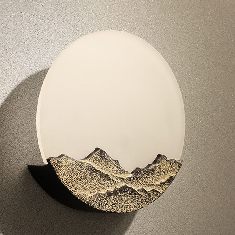 Round Disc Shade Wall Lighting Simple Style Metal 1 Light Sconce Light in Brass