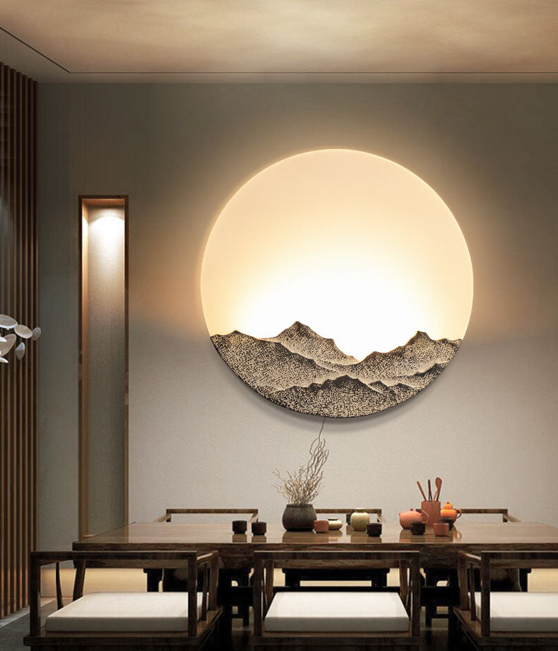 Round Disc Shade Wall Lighting Simple Style Metal 1 Light Sconce Light in Brass