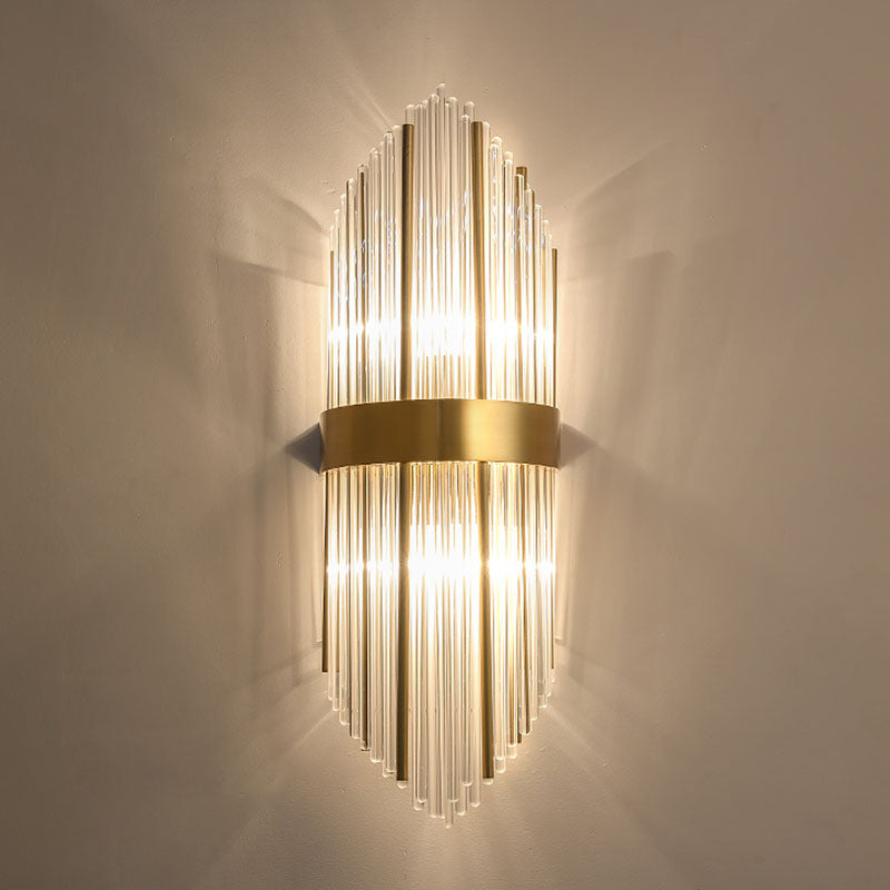 Curved Wave Wall Mounted Lamp Modern Style Fluted Crystal 2-Lights Sconce Lights in Black and Brass