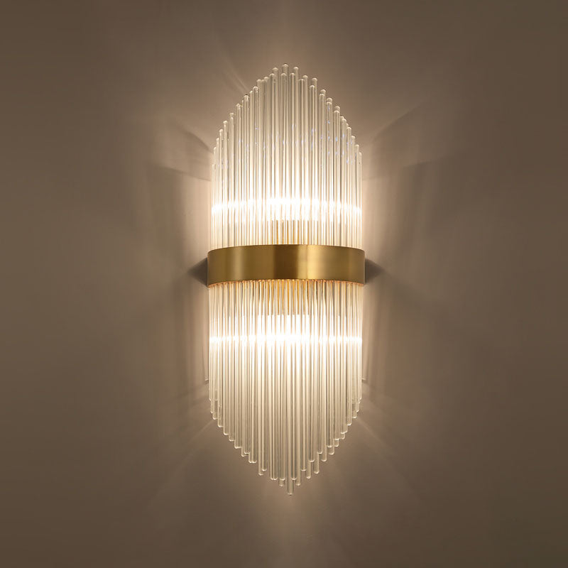 Curved Wave Wall Mounted Lamp Modern Style Fluted Crystal 2-Lights Sconce Lights in Black and Brass