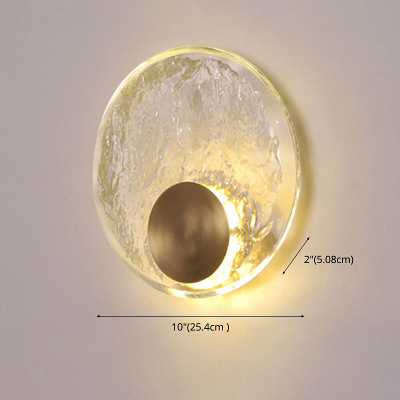 Circular Wall Mount Light Modern Style Clear Crystal 1-Light Sconce Light Fixtures in Gold