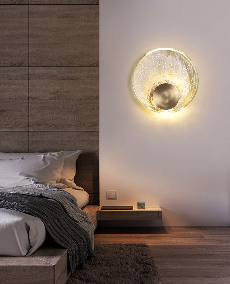 Circular Wall Mount Light Modern Style Clear Crystal 1-Light Sconce Light Fixtures in Gold