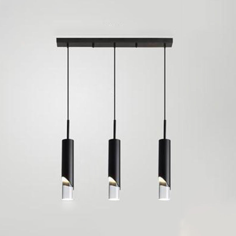 Simplicità moderna Lampada cilindrica a led lampada a sospensione Electroplate Metal Citndant Light con ombra acrilica
