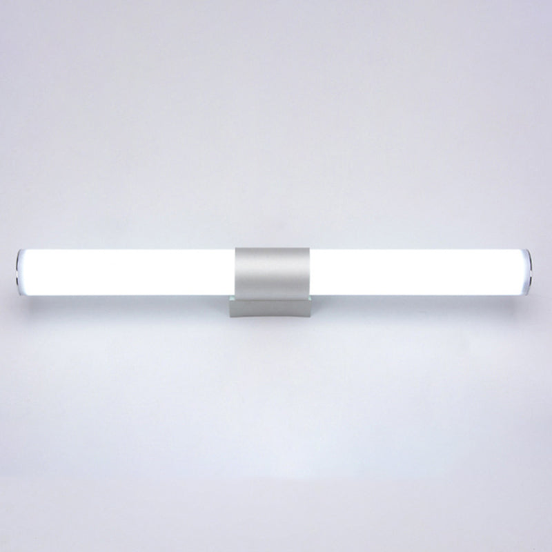 Silver Acrylic Contemporary Wall Sconce 1-Light Linear Wall Mounted Lighting for Bathroom