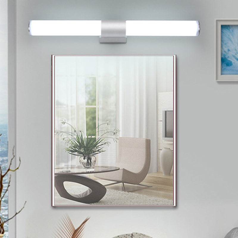 Silver Acrylic Contemporary Wall Sconce 1-Light Linear Wall Mounted Lighting for Bathroom