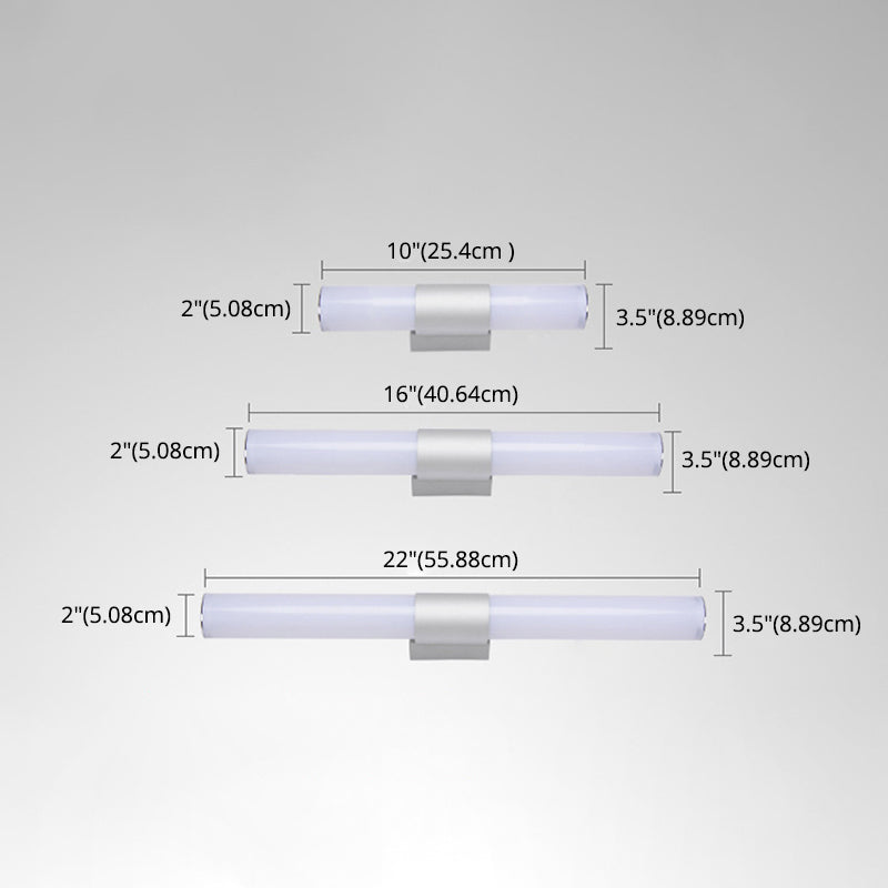 Éclairage mural contemporain en acrylique argenté Éclairage mural linéaire à 1 lumière pour salle de bain