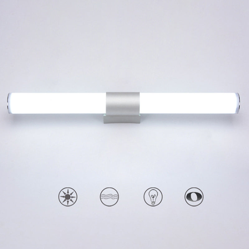 Silver Acrylic Contemporary Wall Sconce 1-Light Linear Wall Mounted Lighting for Bathroom